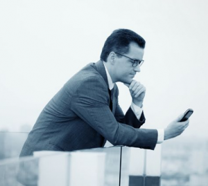 Man looking at smartphone